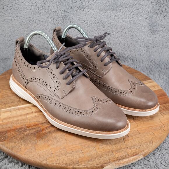 COLE HAAN Men's Grand Evolution Leather Wingtip Oxfords Size 8.5 M Pewter C31350 - Picture 1 of 8